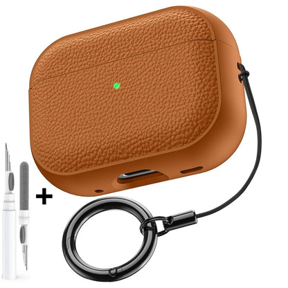 AirPods Case Leather Pattern TPU Cover with Keychain