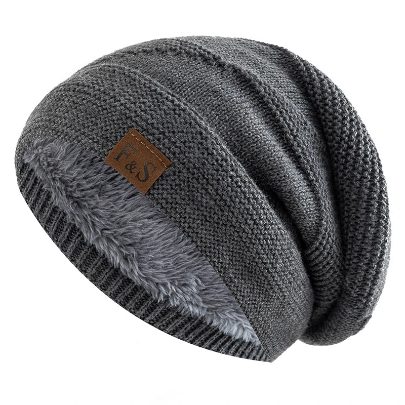 Fur Lined Slouchy Knit Beanie – Unisex Winter Hat