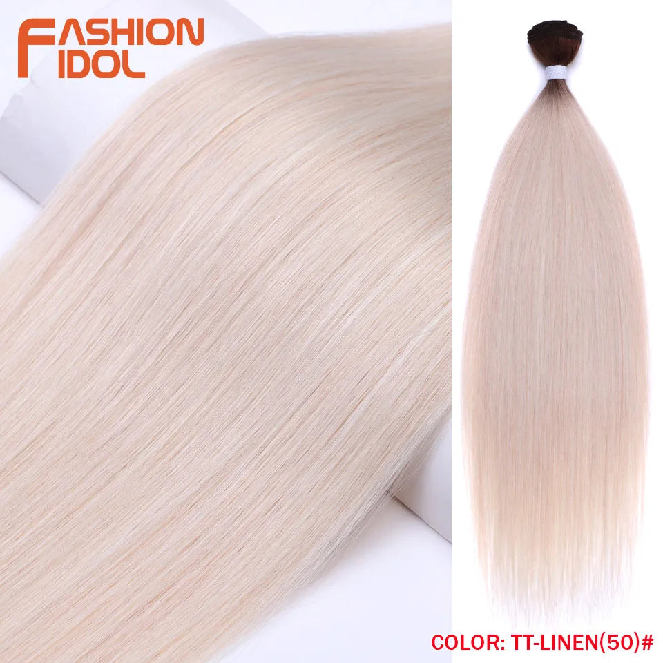 Bone Straight Synthetic Hair Extensions Bundles 24-36 Inch