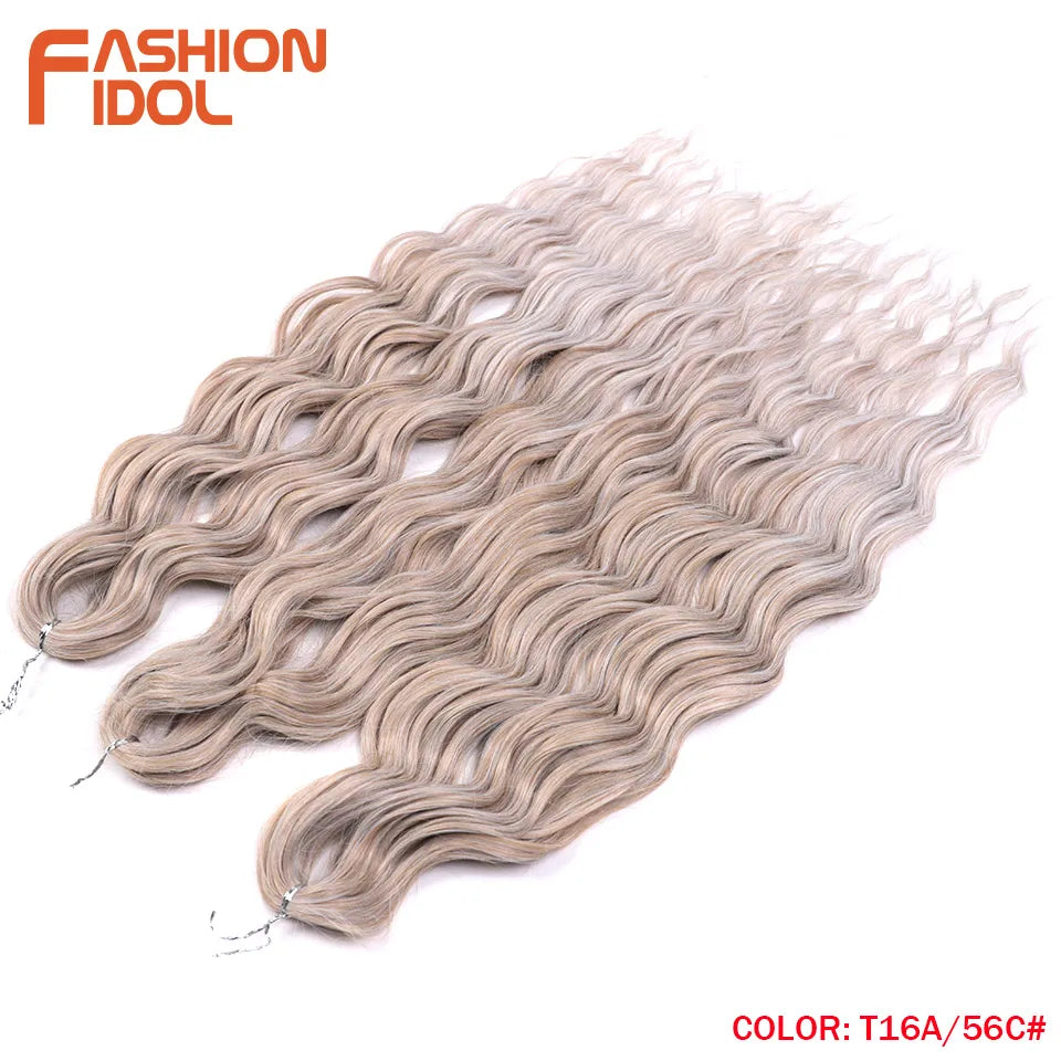 Deep Wave Braiding Hair Extensions 24 Inch – Synthetic Water Wave Crochet Hair