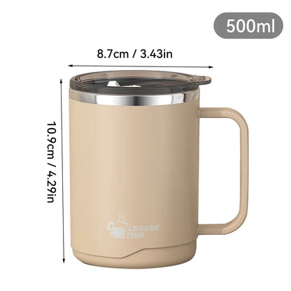 Insulated Coffee Mug with Handle – 500ml Stainless Steel Travel Cup