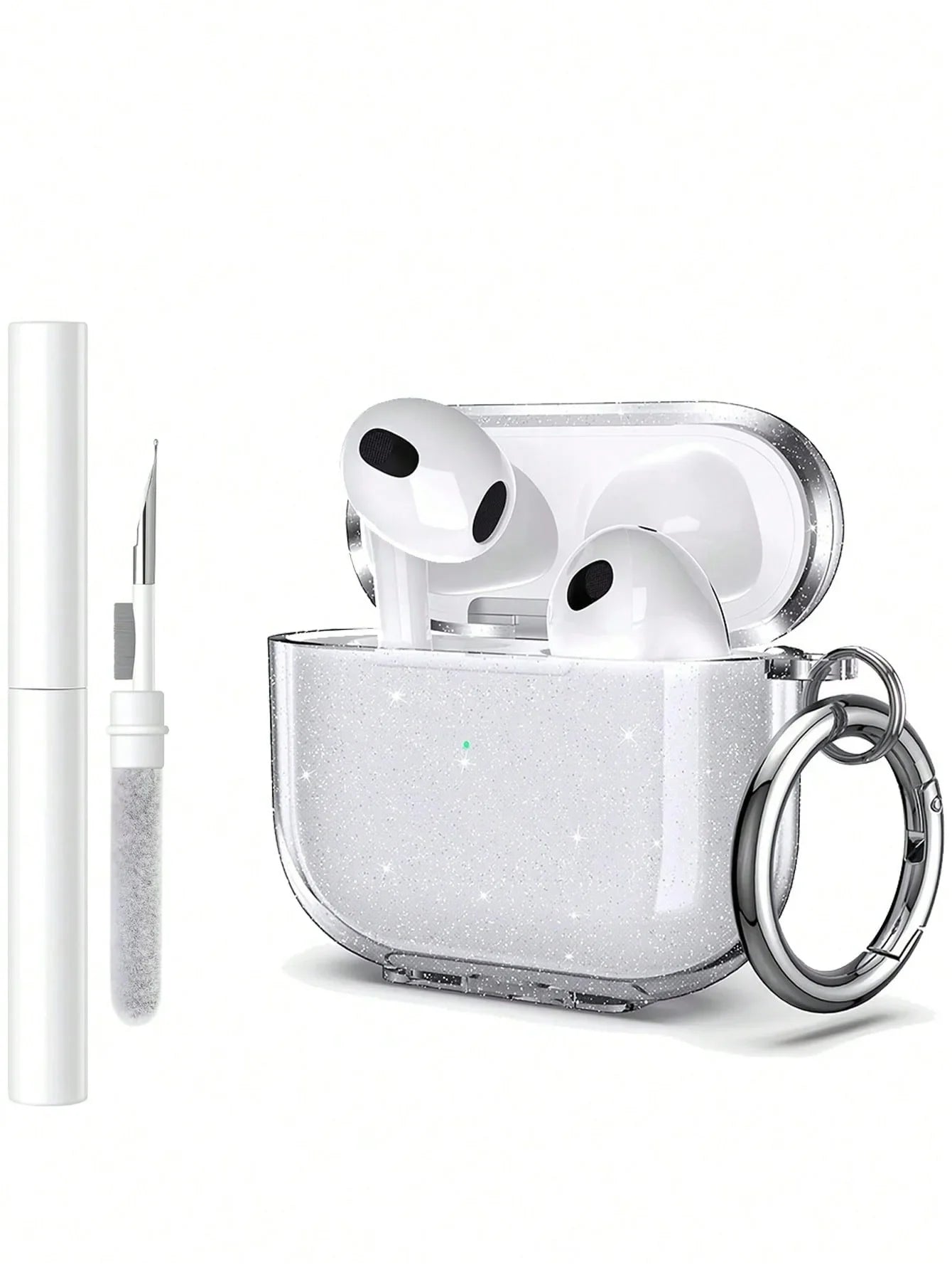 Glitter AirPods Case with Keychain Ring – Clear Sparkle Cover