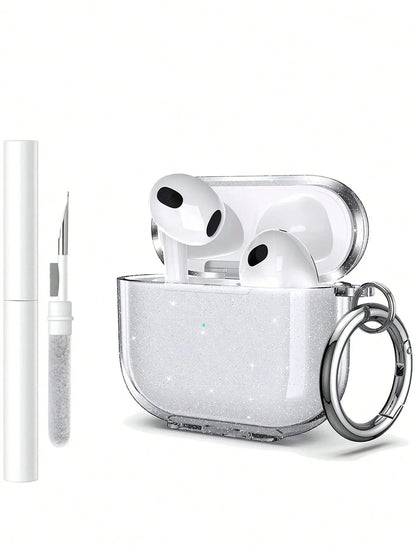 Glitter AirPods Case with Keychain Ring – Clear Sparkle Cover