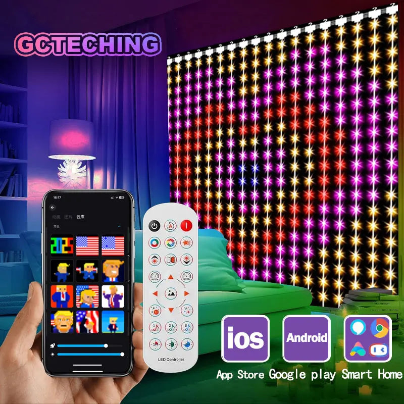Smart LED Curtain Lights – 400 LEDs, App & Remote Control, Music Sync