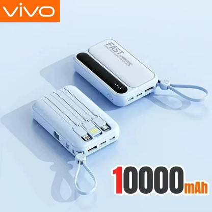 Portable Power Bank with Built-in Cables – Fast Charging 10000–50000mAh