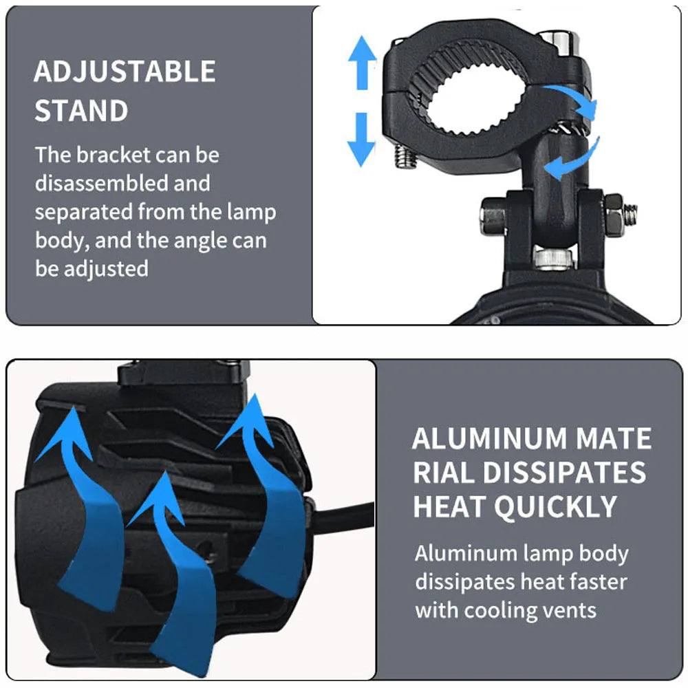 Motorcycle LED Fog Lights 100W Dual Auxiliary Driving Lamps