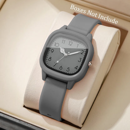 Women's Silicone Band Quartz Watch Set – Casual Style