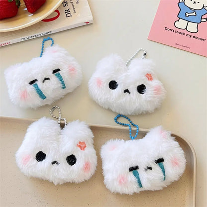 Cute Plush Animal Keychain Pendant – Fluffy Bunny & Bear Bag Charm