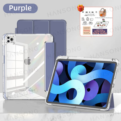 iPad Case with Clear Back – Smart Tri-Fold Folio Cover