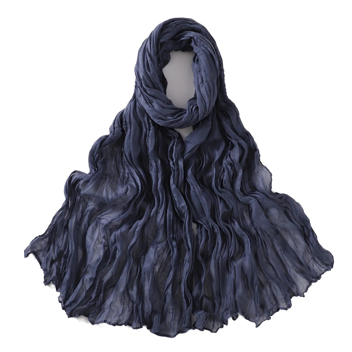 Women's Crinkle Cotton Voile Scarf – Lightweight Solid Color Shawl