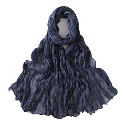 Women's Crinkle Cotton Voile Scarf – Lightweight Solid Color Shawl
