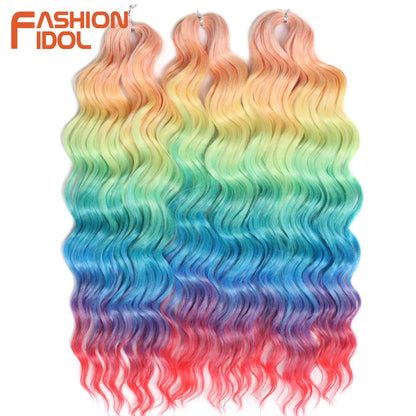 Deep Wave Braiding Hair Extensions 24 Inch – Synthetic Water Wave Crochet Hair