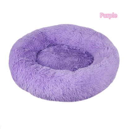 Calming Donut Cat Bed – Super Soft Plush Washable Pet Sleeping Cushion