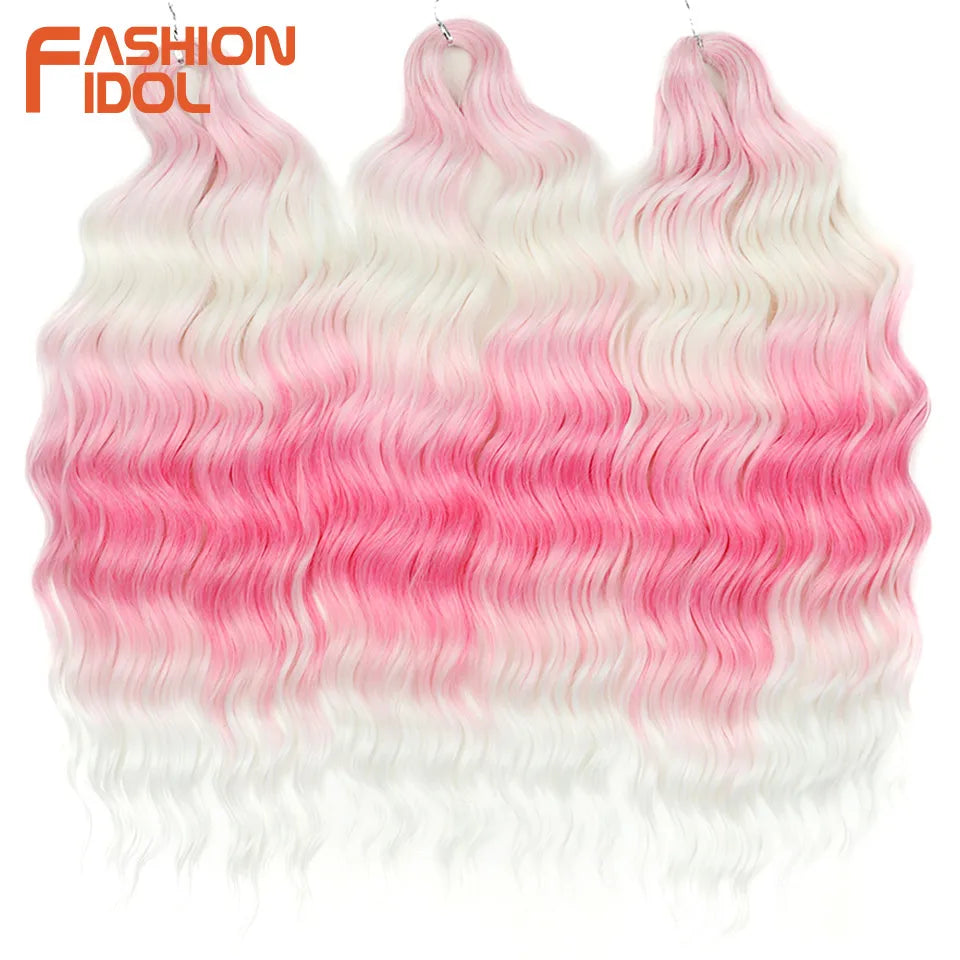 Deep Wave Braiding Hair Extensions 24 Inch – Synthetic Water Wave Crochet Hair