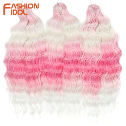 Deep Wave Braiding Hair Extensions 24 Inch – Synthetic Water Wave Crochet Hair