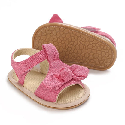 Baby Girl Pink Bow Sandals – Soft Sole Anti-Slip (0-18 Months)