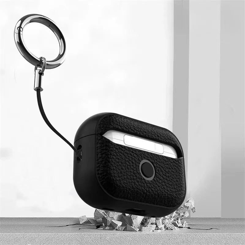Litchi Leather AirPods Case – Fits AirPods 1/2/3/4 & Pro 1/2
