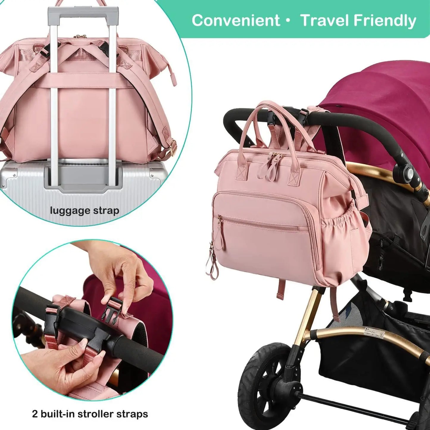 Diaper Bag Backpack Large Capacity Cotton Maternity Tote