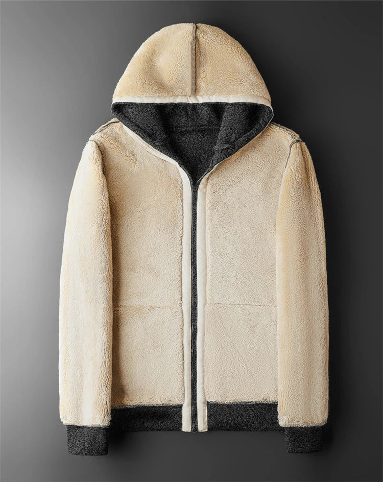 Sherpa Fleece Zip-Up Hoodie Jacket for Men