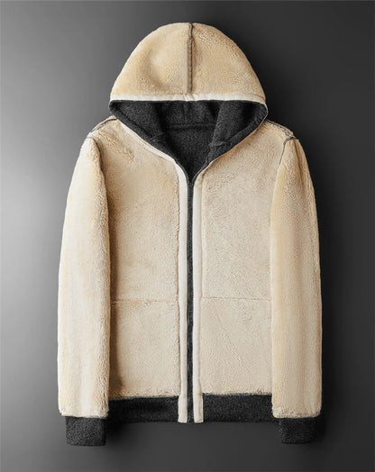 Sherpa Fleece Zip-Up Hoodie Jacket for Men