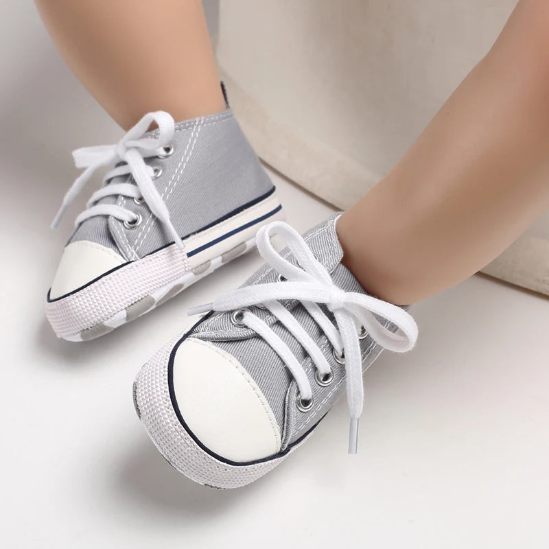 Baby Canvas High-Top Sneakers – Anti-Slip Infant First Walker Shoes