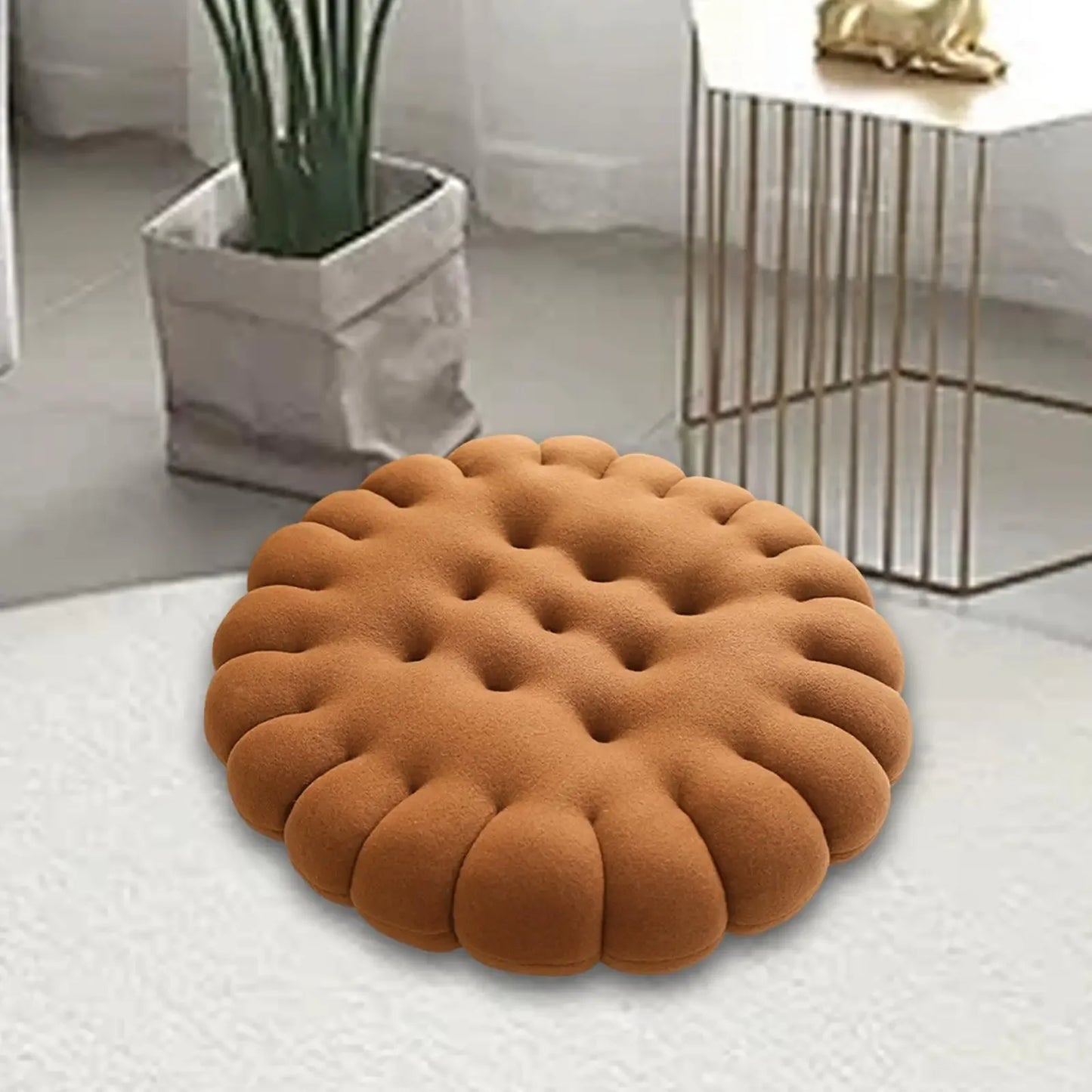 Biscuit Shape Seat Cushion – Cute Soft Thick Floor Pillow for Home & Balcony