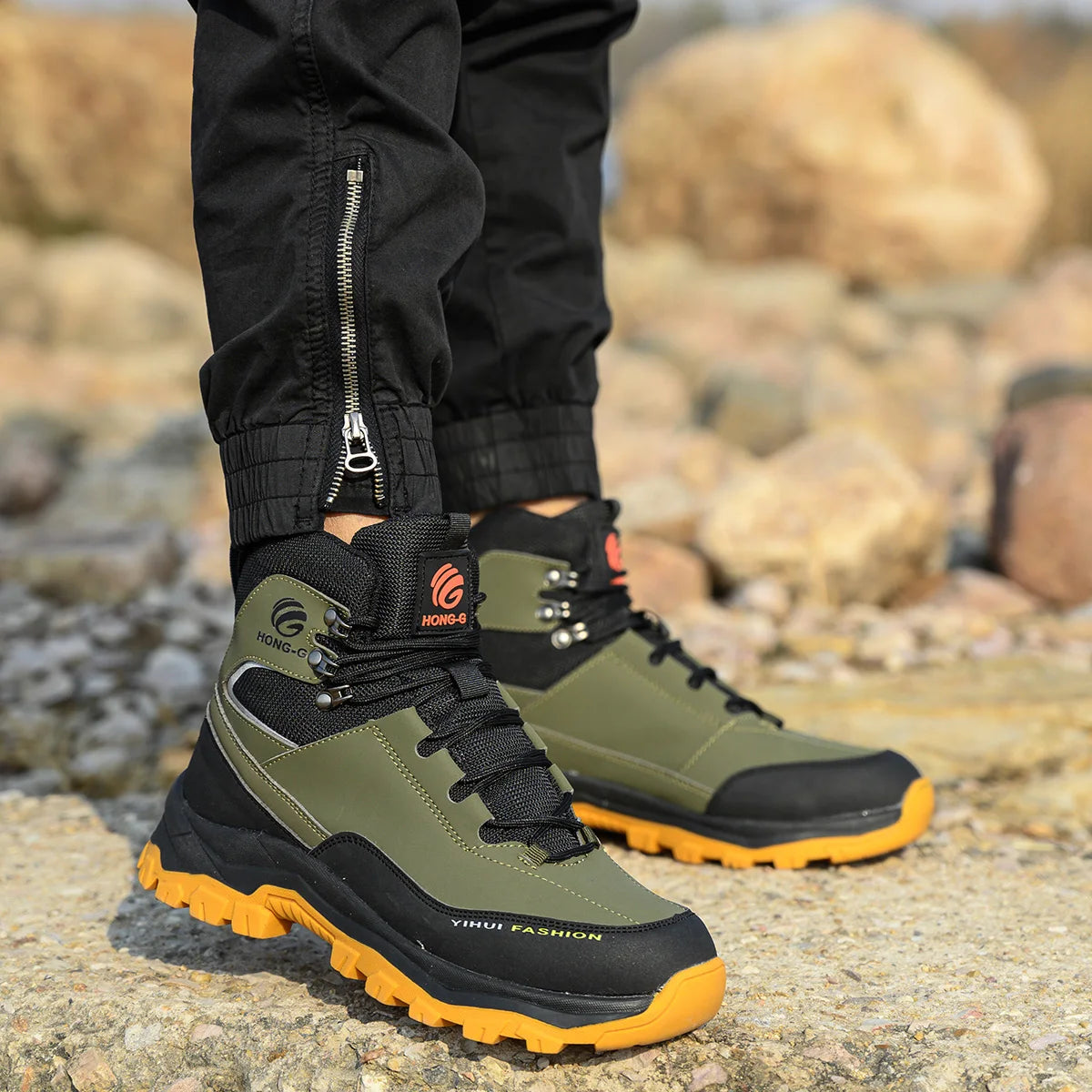 Steel Toe Work Boots Men - Breathable Safety Shoes Anti-Puncture
