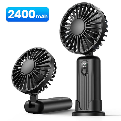 Portable Mini Fan 3-in-1 USB Rechargeable – Handheld, Neck & Desktop Stand Fan