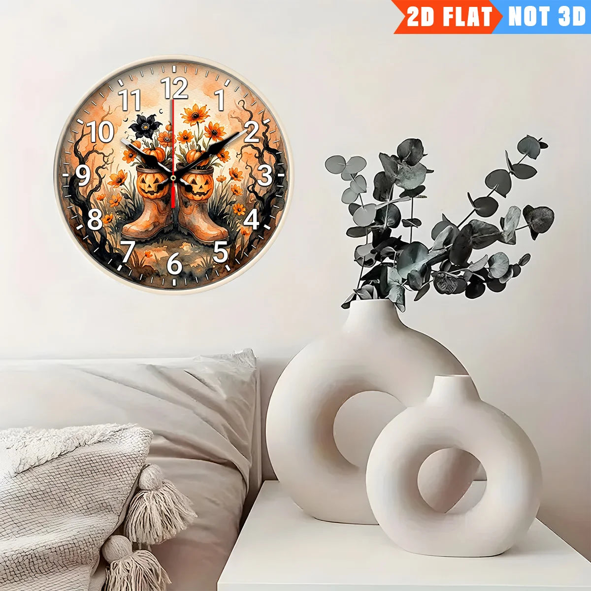 Halloween Pumpkin Wall Clock Round Decorative Home Clock