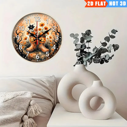 Halloween Pumpkin Wall Clock Round Decorative Home Clock