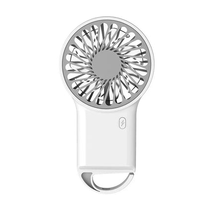 Foldable Handheld Mini Fan – USB Rechargeable with Carabiner Hook