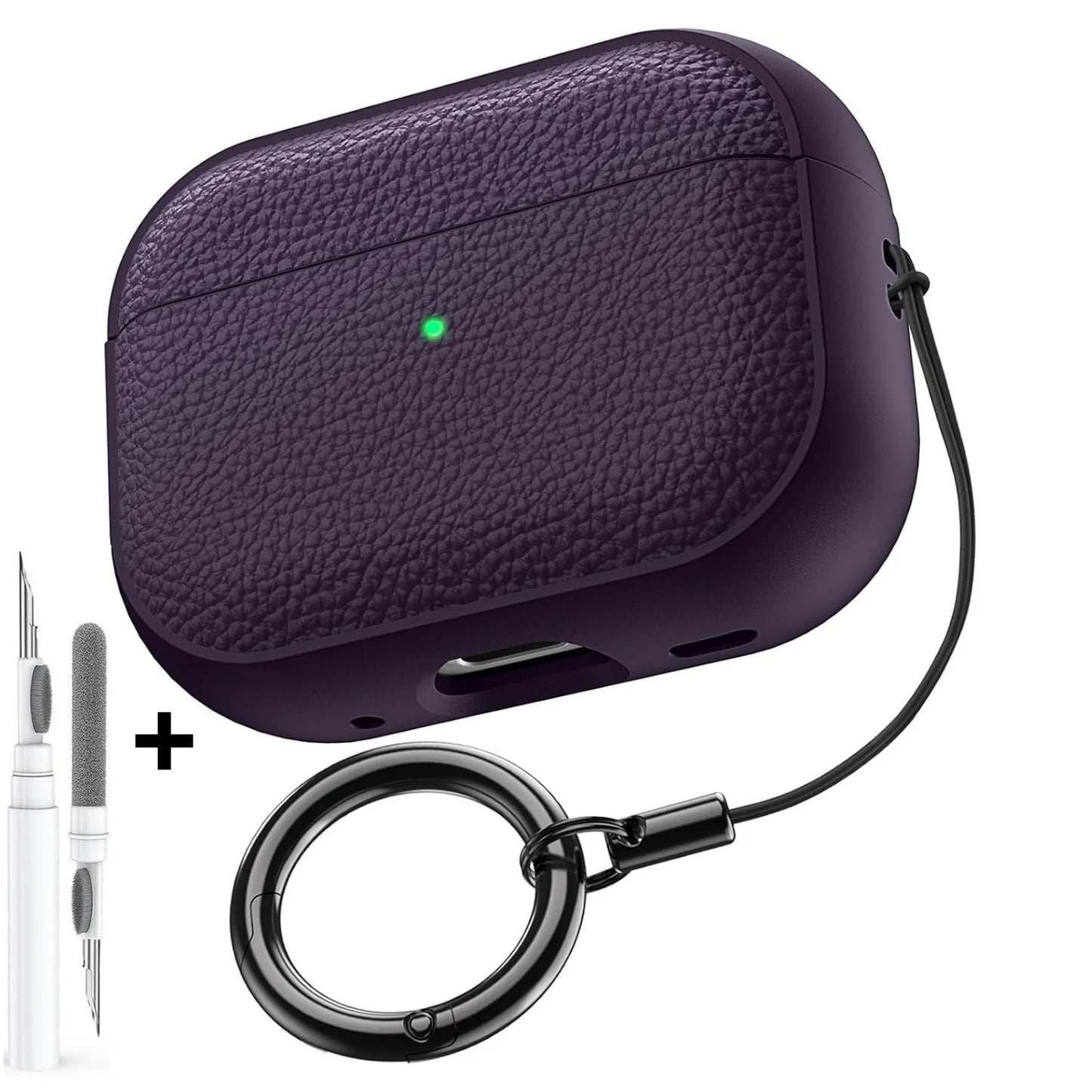AirPods Case Leather Pattern TPU Cover with Keychain