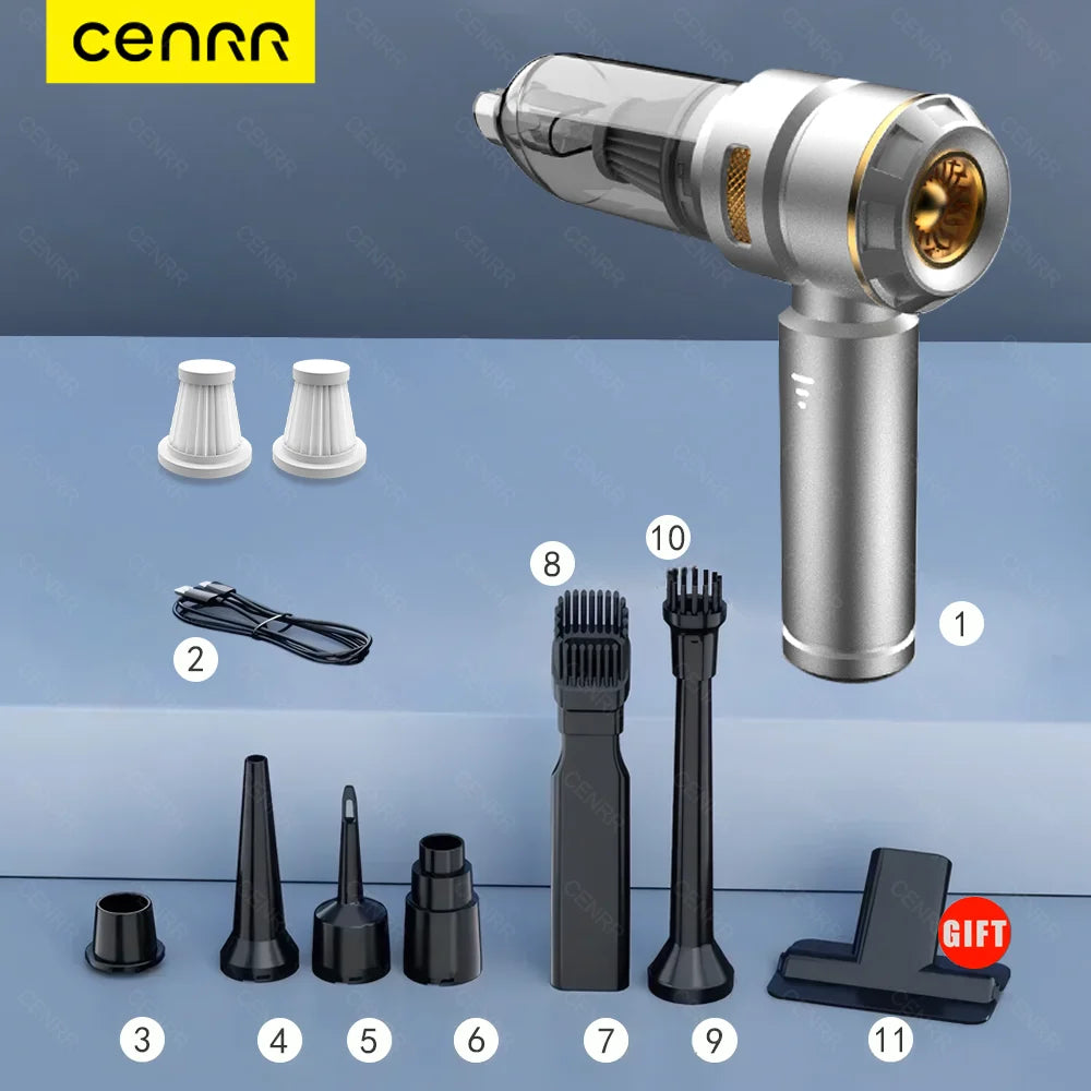 Cenrr 998000Pa Portable Car Vacuum Cleaner – Wireless Handheld with HEPA Filter & Accessories