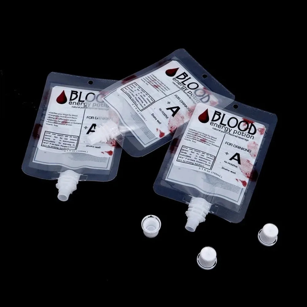 Halloween Blood Bag Drink Pouches – Vampire Cosplay Props (10pcs)