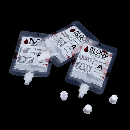 Halloween Blood Bag Drink Pouches – Vampire Cosplay Props (10pcs)