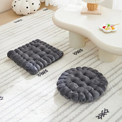 Biscuit Plush Chair Seat Cushion – Soft Tufted Seat Pad