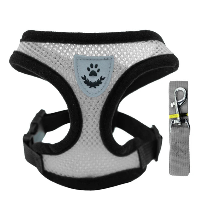 Mesh Dog Harness with Leash – Adjustable Breathable Vest
