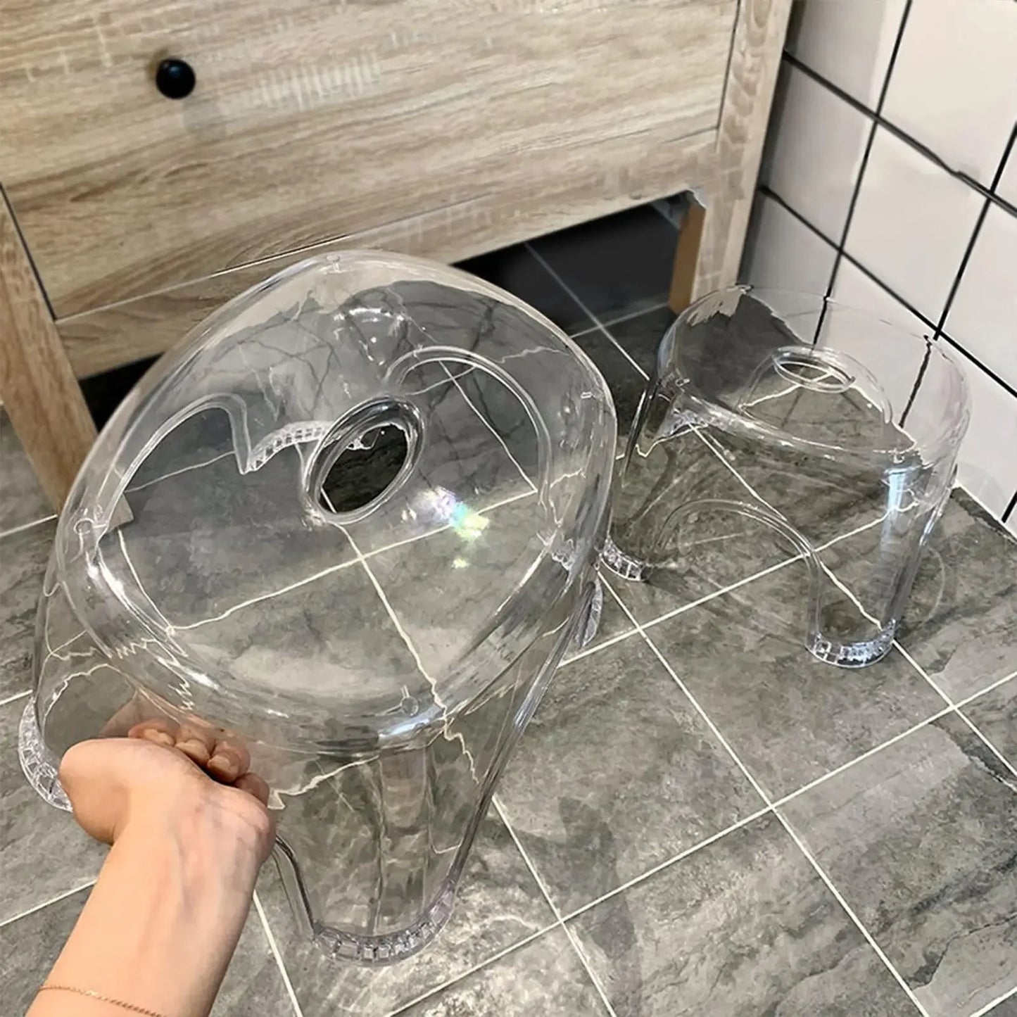Clear Acrylic Non-Slip Shower Stool – Transparent Low Seat