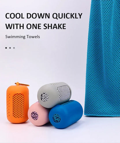 Microfiber Cooling Towel with Carabiner Case – Quick Dry Ice Towel for Sports & Outdoor