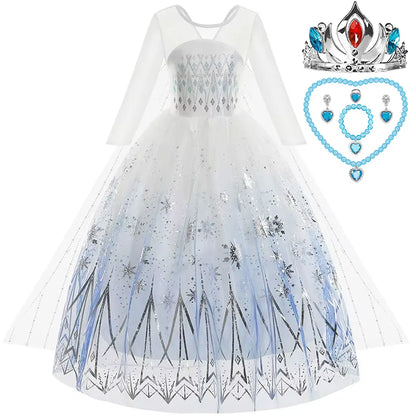 Elsa Princess Costume Set for Girls – Frozen Dress