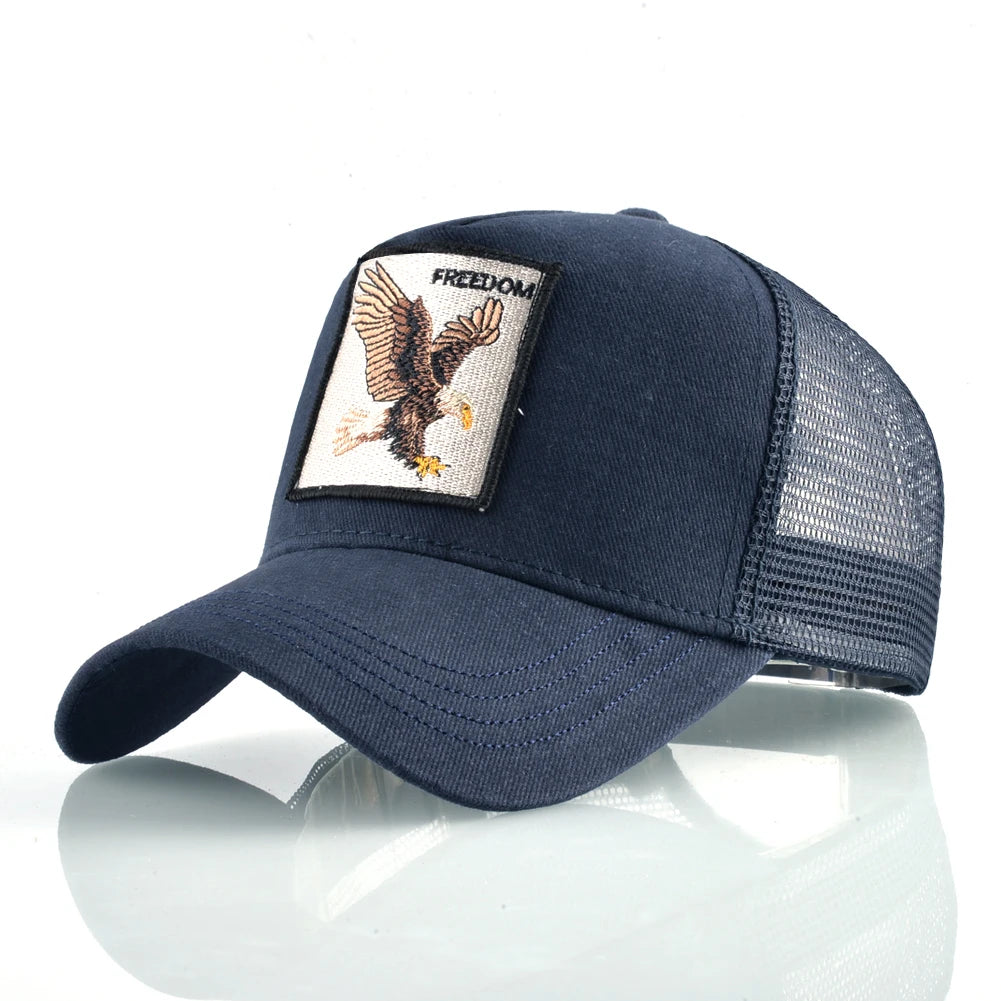 Unisex Embroidered Animal Patch Trucker Snapback Cap