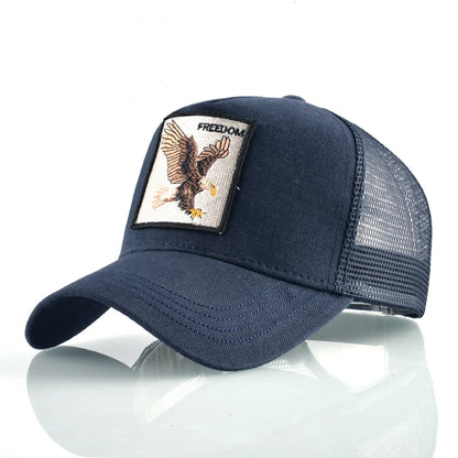 Unisex Embroidered Animal Patch Trucker Snapback Cap