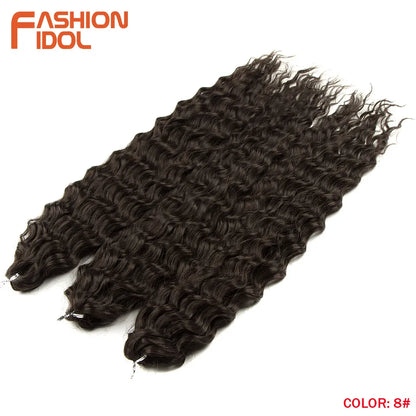 24 Inch Water Wave Crochet Braiding Hair – Synthetic Twist Curly Ombre Extensions