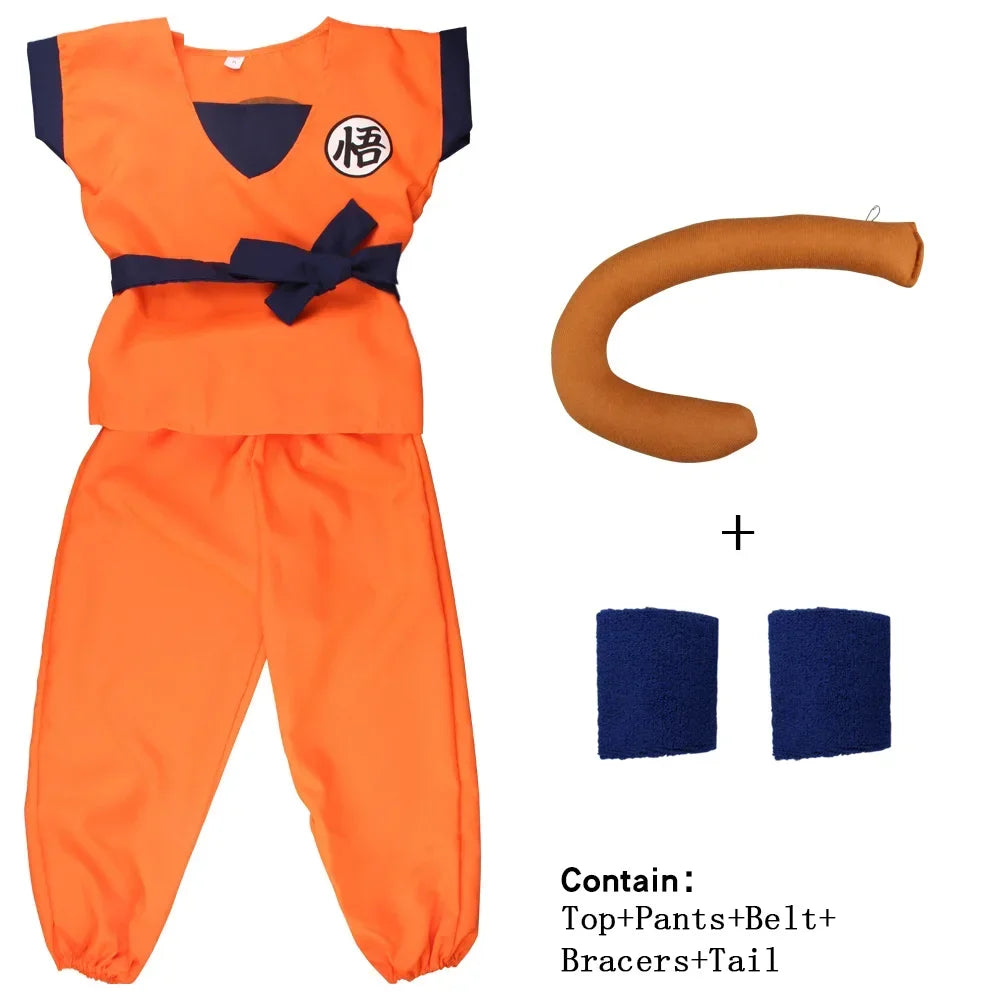 Son Goku Costume Set with Tail – Dragon Ball Cosplay for Kids & Adults