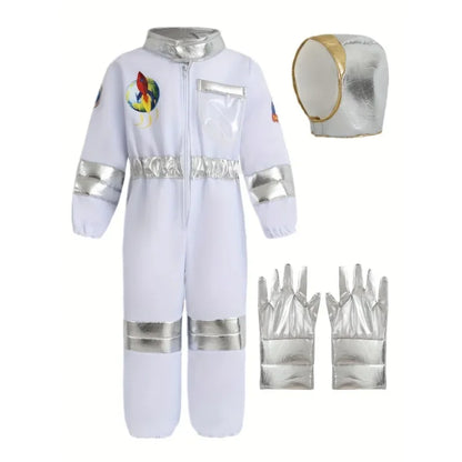Kids Astronaut Costume – Space Suit Bodysuit with Helmet Hat for Halloween