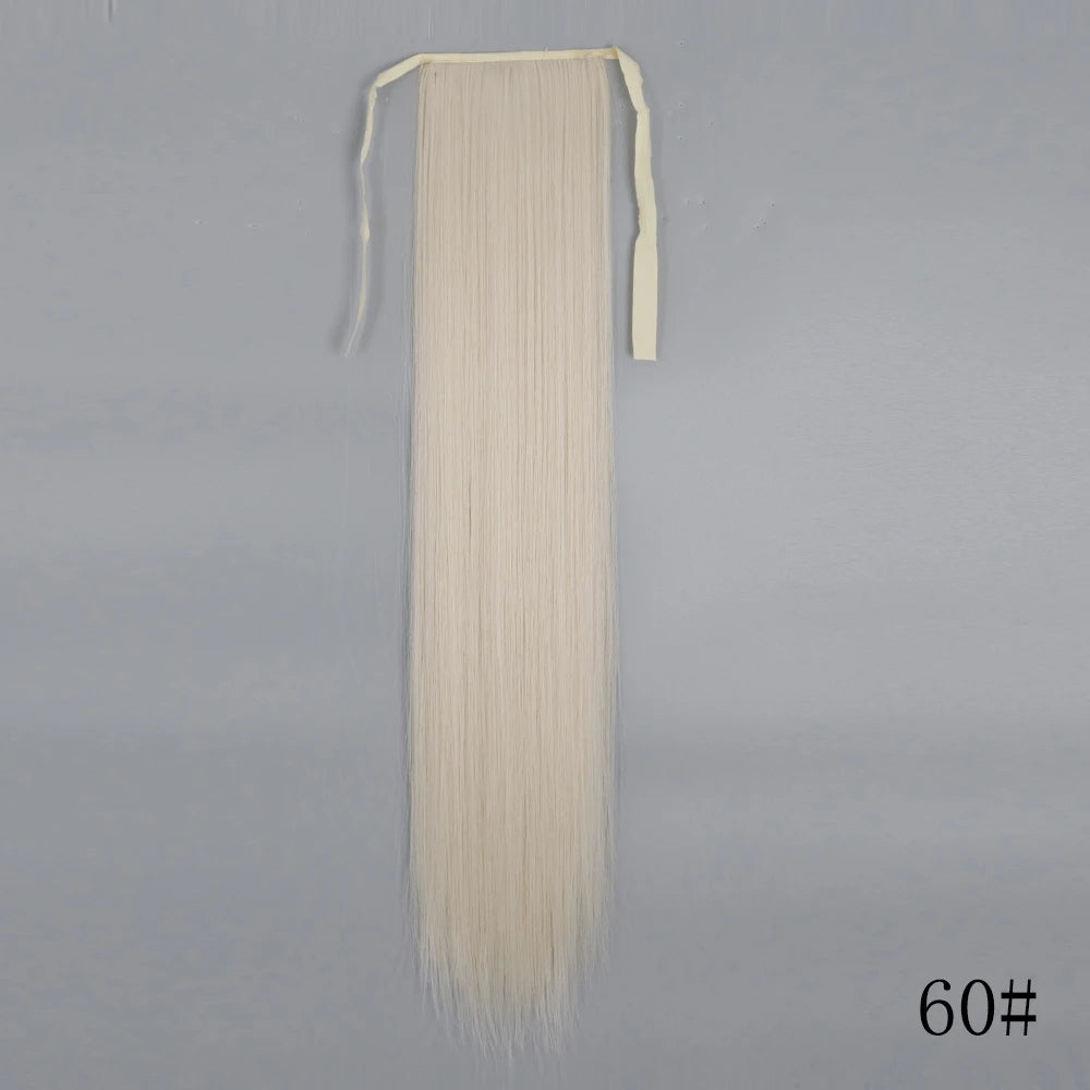 Wrap Around Ponytail Extension Synthetic Straight Hair 22-34 Inch