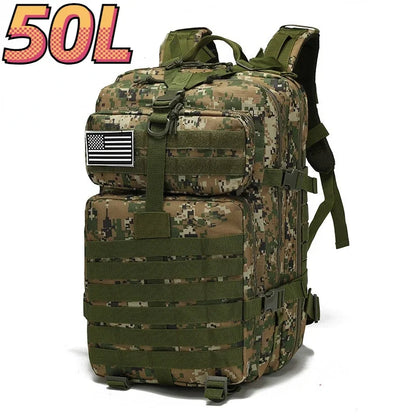 50L Tactical Backpack – 1000D Nylon Waterproof Military Rucksack for Hiking, Hunting & Outdoor