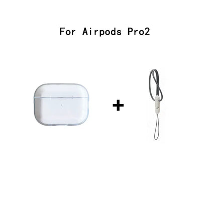 Clear TPU AirPods Case with Lanyard Strap – Shockproof