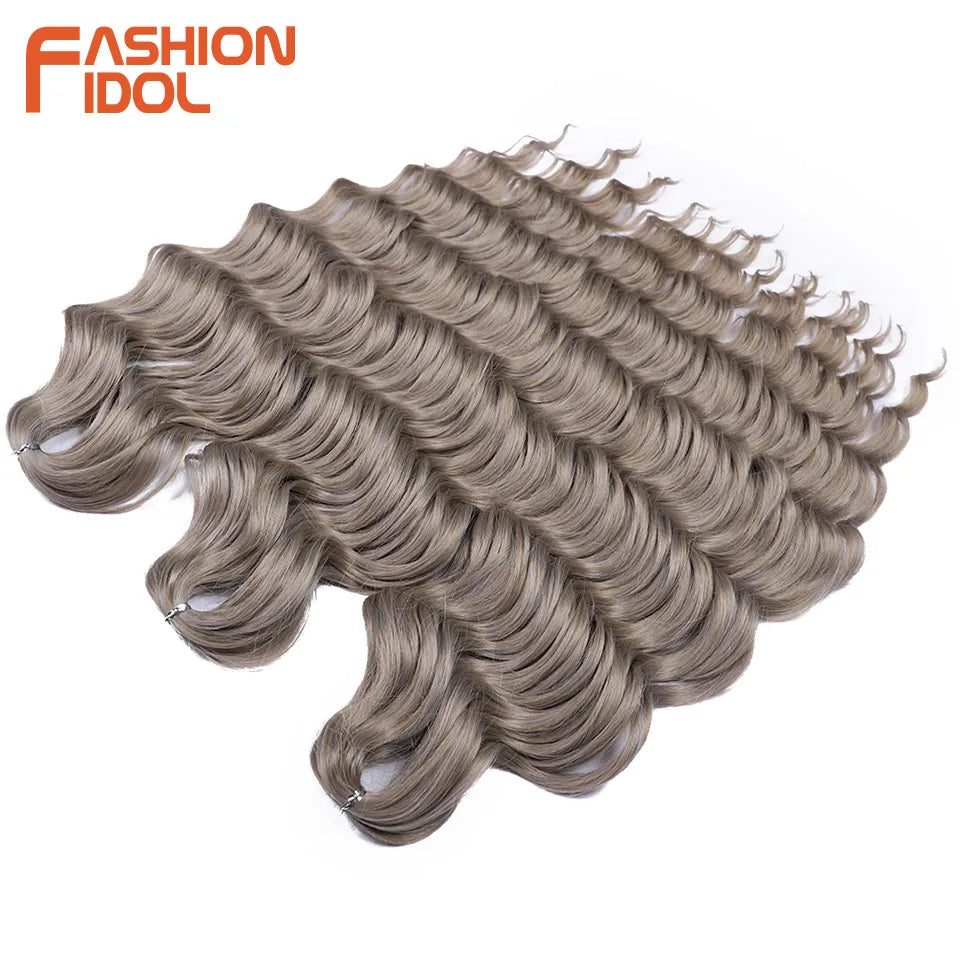 Deep Wave Braiding Hair Extensions 24 Inch – Synthetic Water Wave Crochet Hair