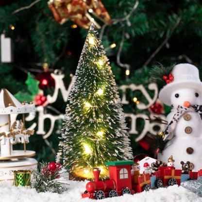 Mini LED Christmas Tree – Tabletop Artificial Snow Frost Decoration